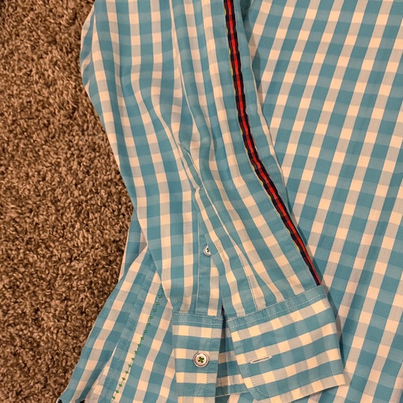 Robert Graham Checkered Gingham Button Up Dress Shirt Mens Large - Picture 4 of 8